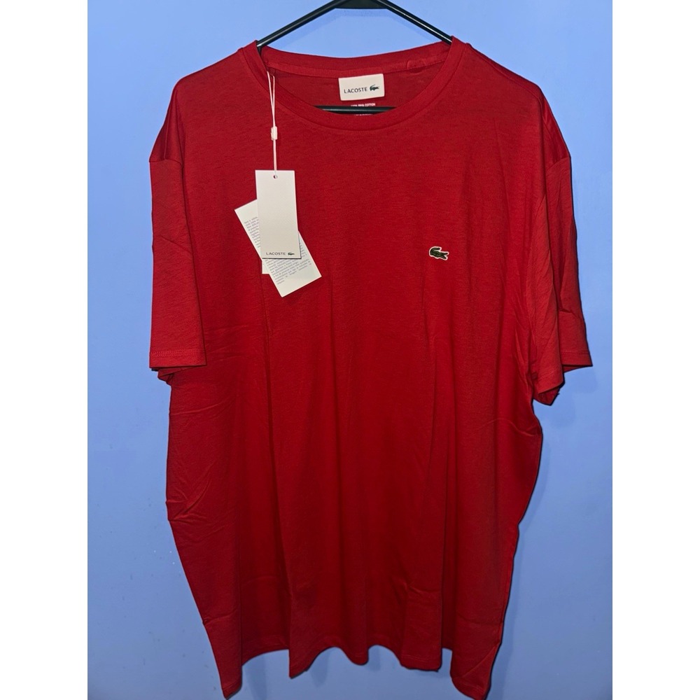 Lacoste Men's Red Logo Crew Neck Regular Fit Short Sleeve T-Shirt 3XL TH6709